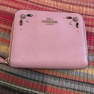 Coach small soft pebble leather zip around wallet